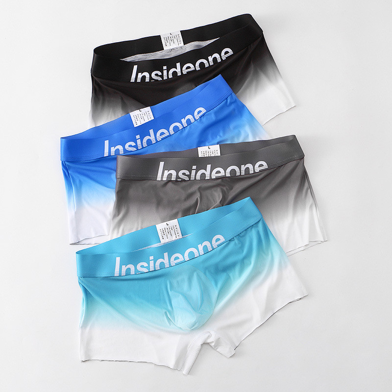 Νέα μόδα ανδρικά εσώρουχα εσώρουχα Ice Silk Seamless Sexy U Pouch ντεγκραντέ έγχρωμο μπόξερ σορτς Λεπτά αναπνεύσιμα ανδρικά σώβρακα