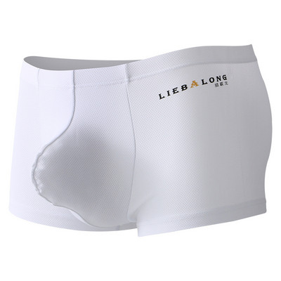 Vyriškos kelnaitės Besiūliai lediniai šilko apatiniai kvėpuojantys elastiniai bokseriai Sexy Big U išgaubtas maišelis Vyriški bokseriniai šortai Cueca