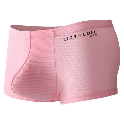 Vyriškos kelnaitės Besiūliai lediniai šilko apatiniai kvėpuojantys elastiniai bokseriai Sexy Big U išgaubtas maišelis Vyriški bokseriniai šortai Cueca