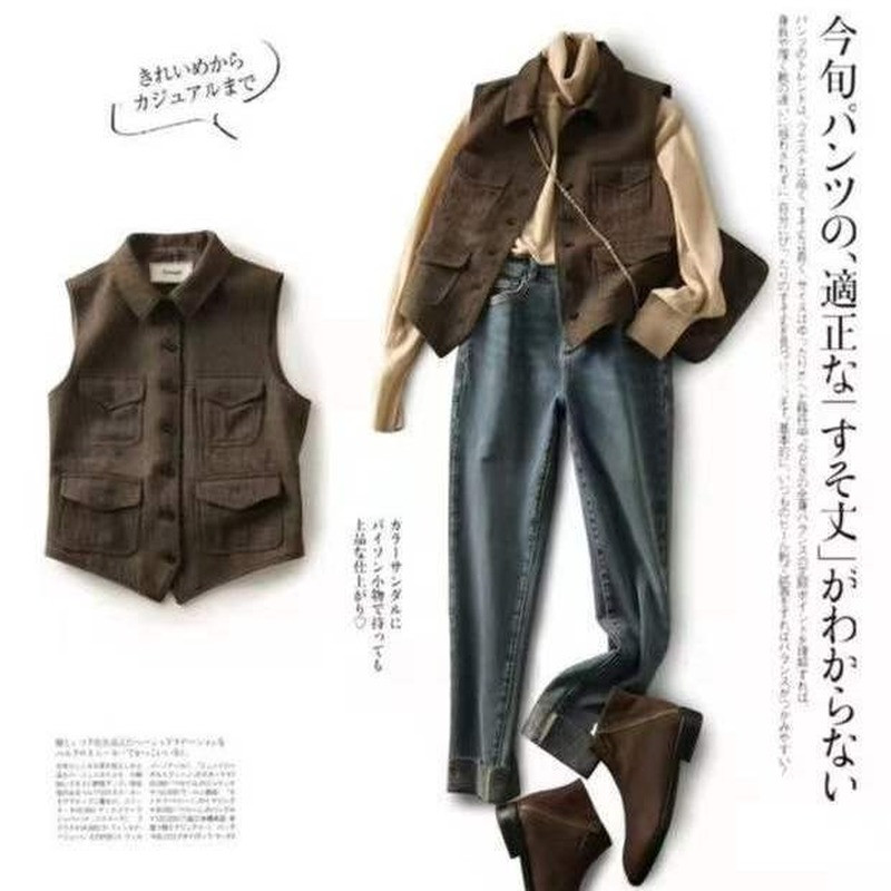 Vestă scurtă de modă pentru femei Topuri fără mâneci Cardigan Jachetă retro de primăvară și toamnă Slim Fit Vestă cu ridicata Nou