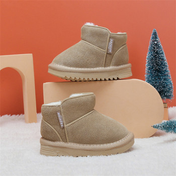 2023 Νέες χειμερινές βρεφικές μπότες χιονιού Δερμάτινα ζεστά βελούδινα παιδικά παπούτσια με φερμουάρ Μαλακή σόλα για νήπια για αγόρια για κορίτσια 15-25
