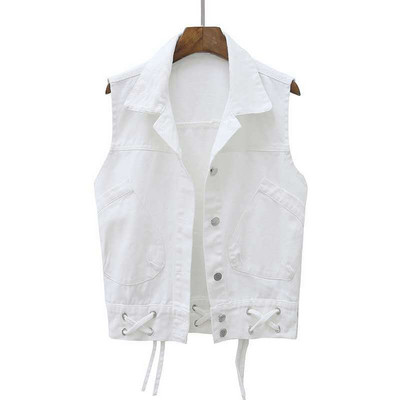 Moteriškos džinsinės liemenės petnešėlės sutrumpintos be rankovių korėjietiškos mados megztinio pavasario ir rudens paltai Laisvalaikio liemenė Gatvės apranga Nauja