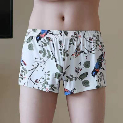 Lenjerie de corp pentru bărbați, boxer din mătase de gheață, vară, respirabil, imprimat neted, la modă, pantaloni largi cu săgeată, boxer pentru tineret personalizat