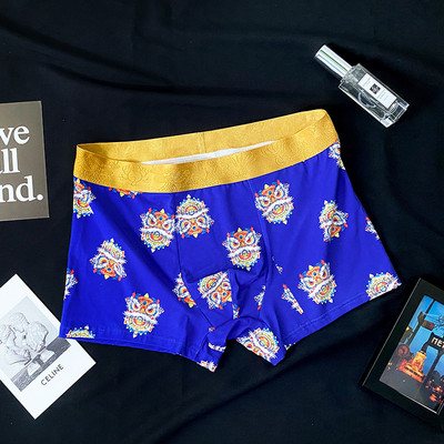 Ανδρικά εσώρουχα Σέξι άνετο μποξερ σορτς με εμπριμέ βαμβακερό ανδρικό εσώρουχο Cueca Hombre Αναπνεύσιμο μεγάλου μεγέθους σώβρακο