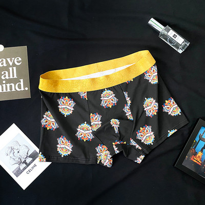 Ανδρικά εσώρουχα Σέξι άνετο μποξερ σορτς με εμπριμέ βαμβακερό ανδρικό εσώρουχο Cueca Hombre Αναπνεύσιμο μεγάλου μεγέθους σώβρακο