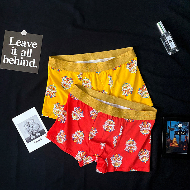 Ανδρικά εσώρουχα Σέξι άνετο μποξερ σορτς με εμπριμέ βαμβακερό ανδρικό εσώρουχο Cueca Hombre Αναπνεύσιμο μεγάλου μεγέθους σώβρακο