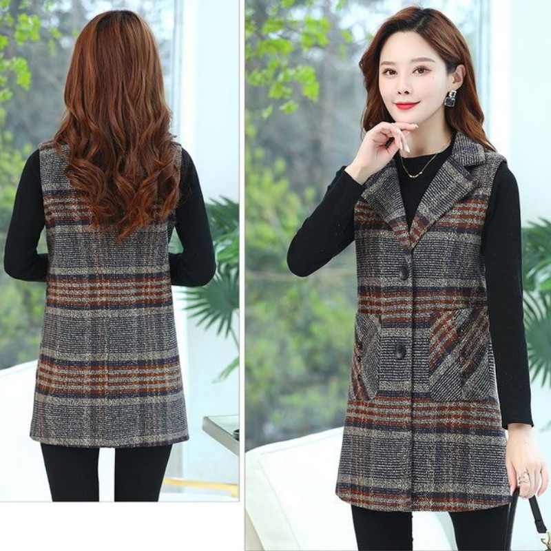 Vintage αμάνικο γυναικείο σακάκι Ανοιξιάτικο φθινοπωρινό γιλέκο μονόπετο Κορεάτικο παλτό μόδας Ζακέτα Slim Plus Size Γιλέκο