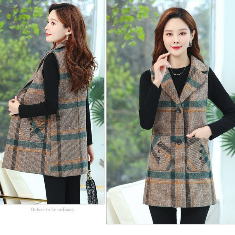Vintage αμάνικο γυναικείο σακάκι Ανοιξιάτικο φθινοπωρινό γιλέκο μονόπετο Κορεάτικο παλτό μόδας Ζακέτα Slim Plus Size Γιλέκο
