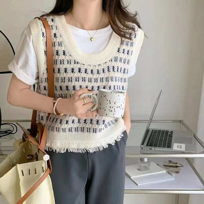 Pulover scurt pentru femei de modă Vestă pentru petrecere a timpului liber Topuri fără mâneci Sexy coreeană ieftină cu ridicata Jachetă de transport gratuit New Y2k