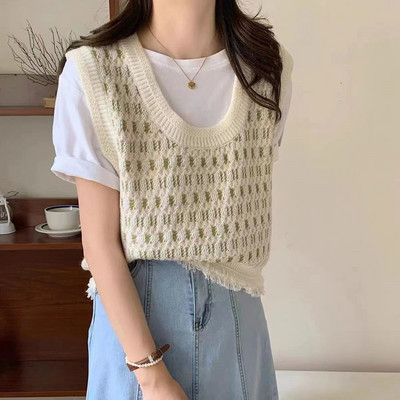 Pulover scurt pentru femei de modă Vestă pentru petrecere a timpului liber Topuri fără mâneci Sexy coreeană ieftină cu ridicata Jachetă de transport gratuit New Y2k