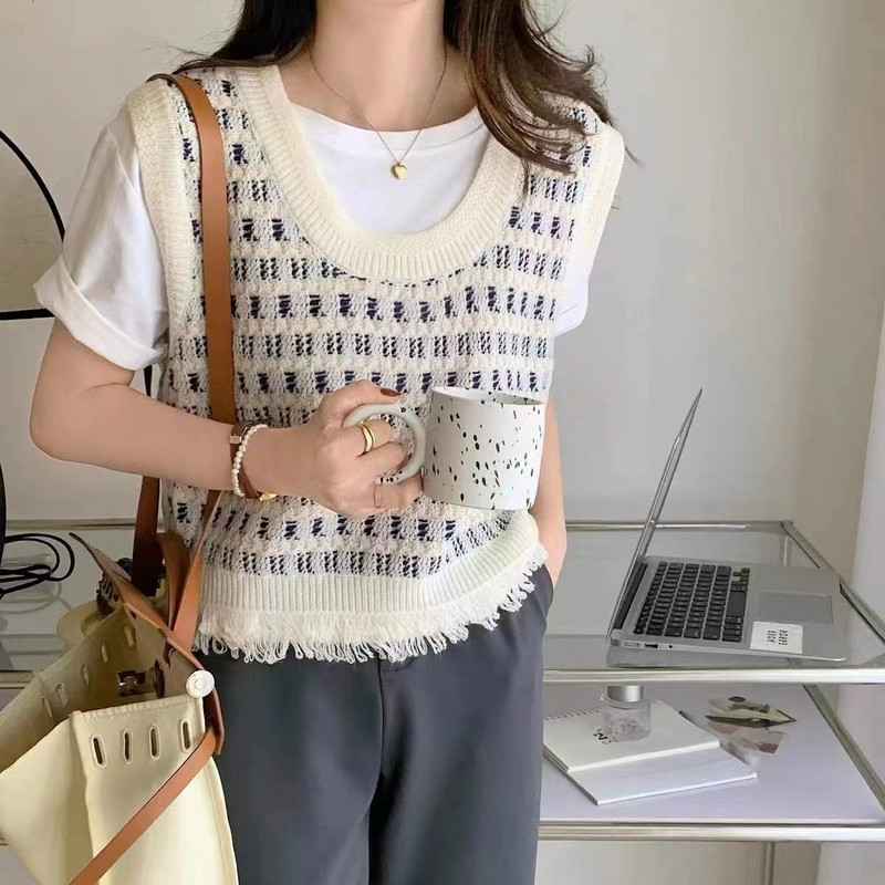 Pulover scurt pentru femei de modă Vestă pentru petrecere a timpului liber Topuri fără mâneci Sexy coreeană ieftină cu ridicata Jachetă de transport gratuit New Y2k