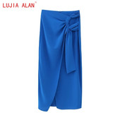 Φθινοπωρινό Νέο Γυναικείο Σχέδιο Στριφογυριστών Κόμπων Πλισέ Λεπτές Μίντι Φούστες Γυναικείες casual ψηλόμεση ρούχα δρόμου LUJIA ALAN P5127