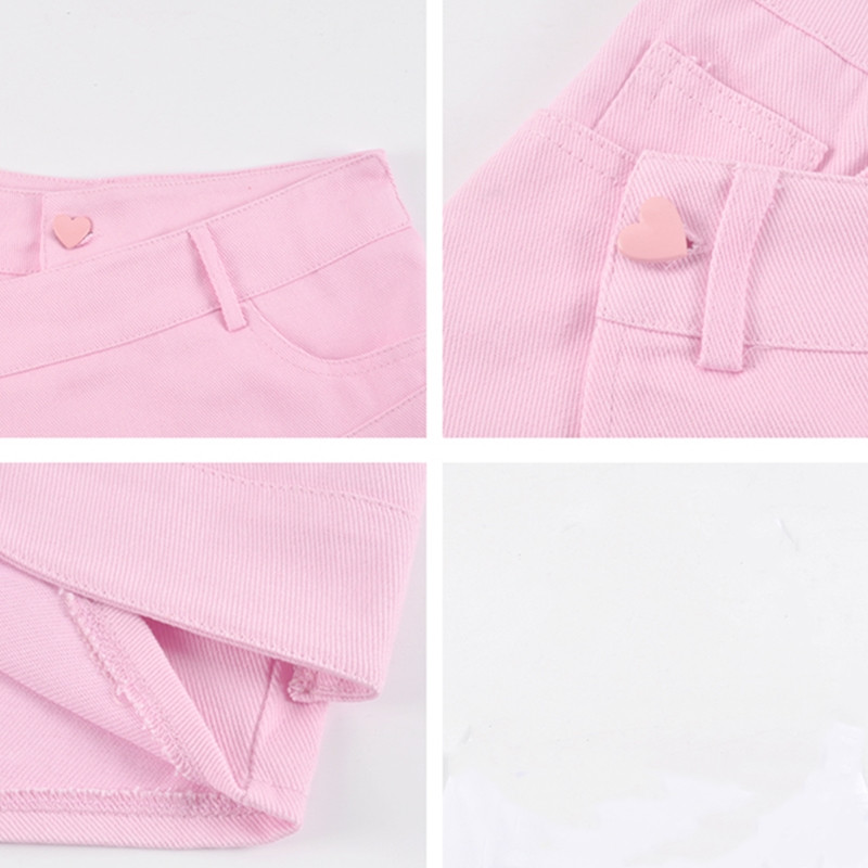 Dámska nepravidelná džínsová mini sukňa, letná sukňa s vysokým pásom, roztomilá sladká kórejská sukňa Harajuku, balenie, hip krátka sukňa