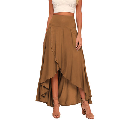 Ženska suknja Asimetrične ljetne lagane suknje s prorezima i omotom Elastične lepršave suknje s volanima Jednobojne za ženske ljetne zabave