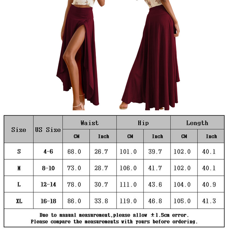 Ženska suknja Asimetrične ljetne lagane suknje s prorezima i omotom Elastične lepršave suknje s volanima Jednobojne za ženske ljetne zabave