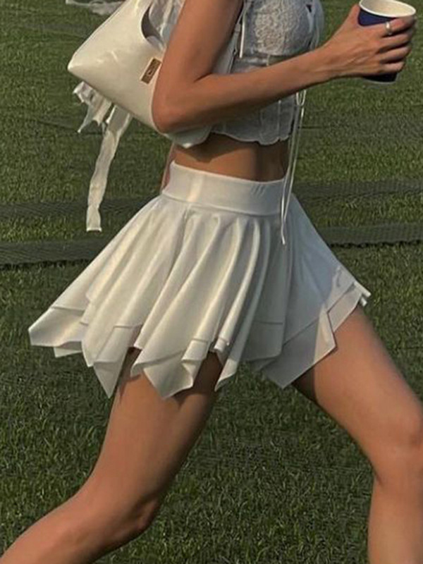 HEYounGIRL Estetska djevojačka lepršava suknja Slatke bijele Fairycore ljetne plisirane suknje Korejske ležerne Y2K Kawaii minice Ulična odjeća