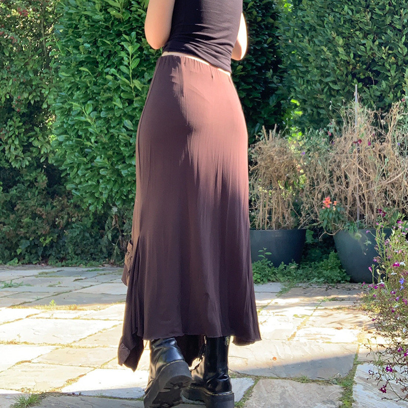 Patchworková sukňa pre ženy, retro áčkové sukne s nepravidelnými volánikmi, 2000. roky, Harajuku estetická sukňa s vysokým pásom, úzka streetwear sukňa