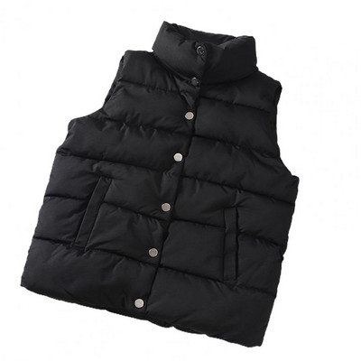 Ženski prsluk, jednobojni, bez rukava, otporan na vjetar, kratki ovratnik sa stojećim ovratnikom, labavi ekstra debeli zimski prsluk za svakodnevno nošenje