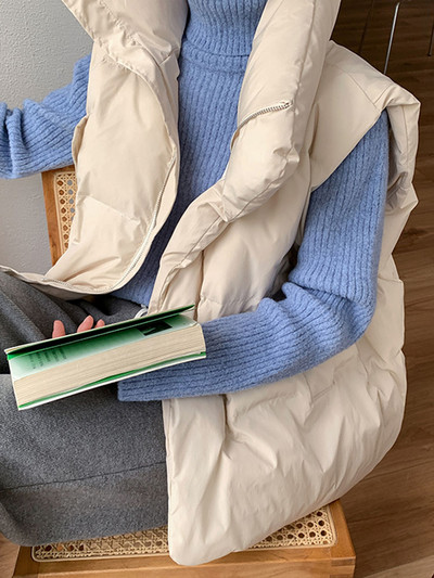 Jmprs Coreeană Chic Gros Puffy Vest Femei Iarna Cald Streetwear Parkas Jachetă Simplu Lejer Fermoar Casual Bumbac Puf Vestă Solid