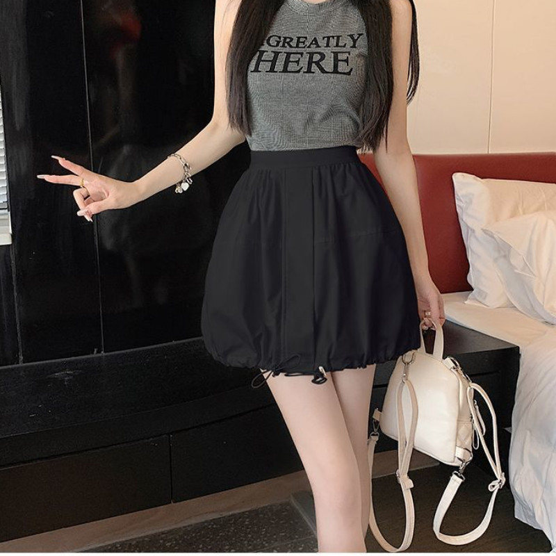 DEEPTOWN Cargo Mini γυναικεία φούστα Ελαστική ψηλόμεση σε γραμμή Α με κορδόνι ιαπωνικής μόδας Casual μπαλόνι φούστα Καλοκαιρινό streetwear