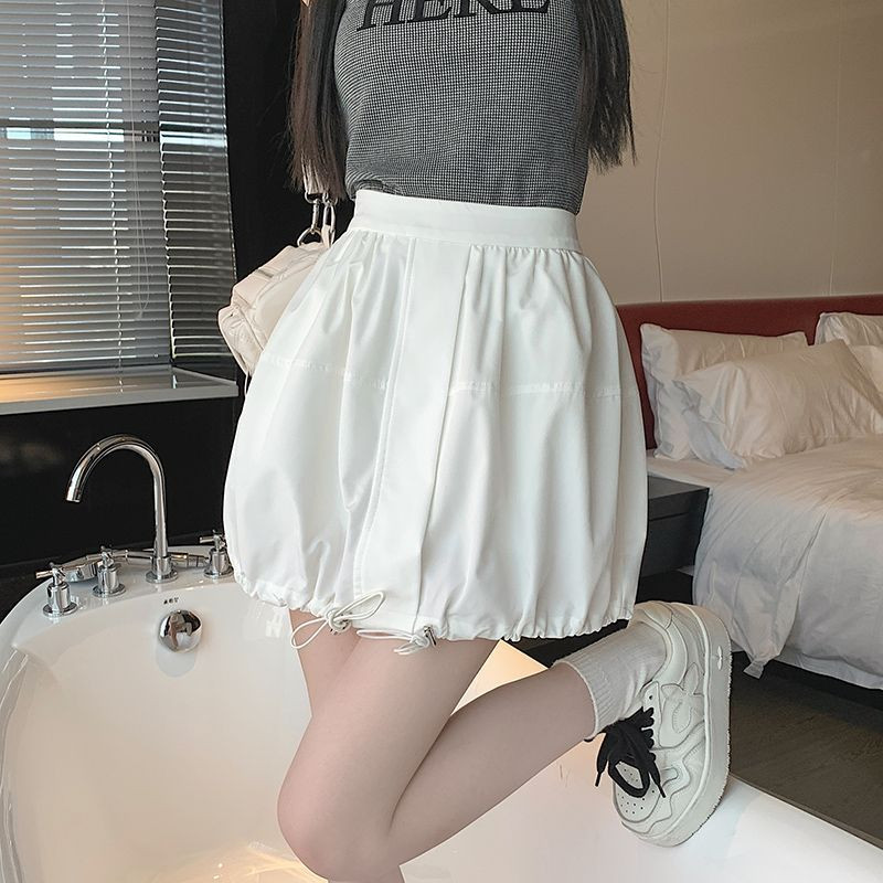 DEEPTOWN Cargo Mini γυναικεία φούστα Ελαστική ψηλόμεση σε γραμμή Α με κορδόνι ιαπωνικής μόδας Casual μπαλόνι φούστα Καλοκαιρινό streetwear