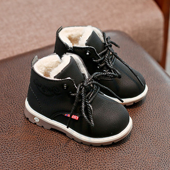 Зимни детски ежедневни обувки Есенни ботуши Обувки за момчета Модни кожени меки противоплъзгащи ботуши за момичета 21-30 Спортни обувки за бягане