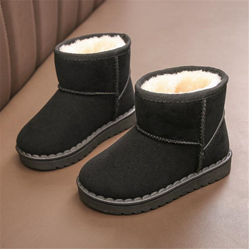 Модни зимни ботуши за момичета Детски зимни ботуши с топла козина Черни детски ежедневни обувки за момчета