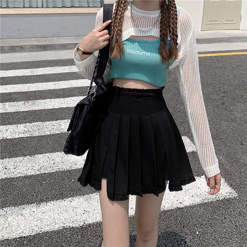 Suknja Ljetna korejska verzija Can Be Salt Can Be Sweet Split Hakama Suknja s plisama Torba Ženska suknja A kroja do bokova