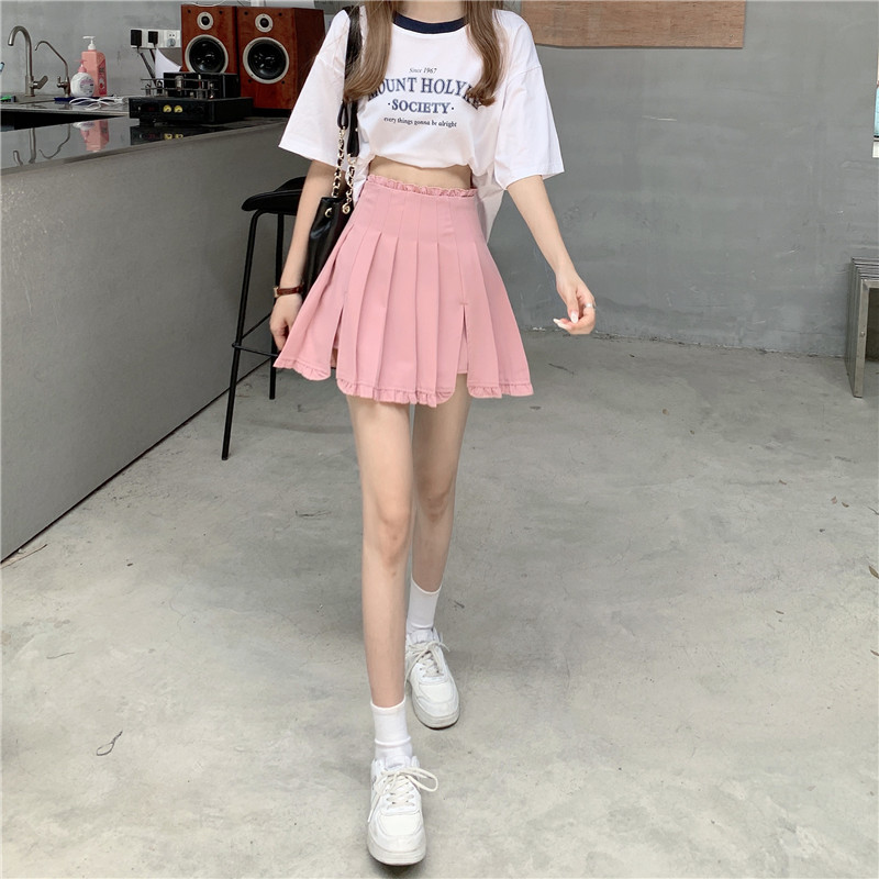 Suknja Ljetna korejska verzija Can Be Salt Can Be Sweet Split Hakama Suknja s plisama Torba Ženska suknja A kroja do bokova