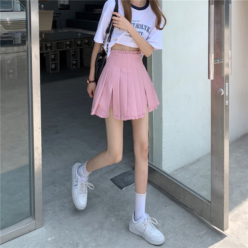 Suknja Ljetna korejska verzija Can Be Salt Can Be Sweet Split Hakama Suknja s plisama Torba Ženska suknja A kroja do bokova