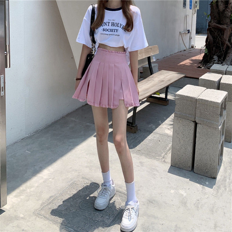 Suknja Ljetna korejska verzija Can Be Salt Can Be Sweet Split Hakama Suknja s plisama Torba Ženska suknja A kroja do bokova