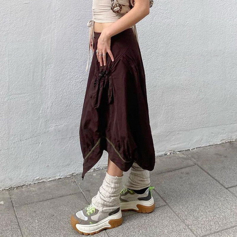 Modna suknja Ženske Y2k retro gotičke suknje A-kroja E Djevojka 2000-ih Harajuku Estetika visokog struka Skinny Streetwear Nepravilne suknje