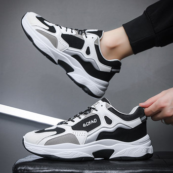 Бели ежедневни спортни модни обувки Мъжки маратонки Дишащи маратонки Гумени маратонки за носене Мъжки спортни обувки за джогинг Hombr