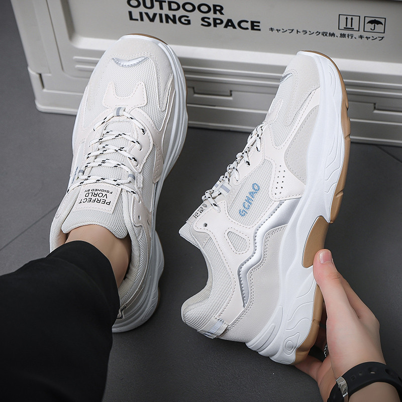 Balta laisvalaikio sportinė madinga avalynė Vyriški bėgimo batai Kvėpuojantys sportbačiai Nešiojami guminiai sportbačiai Vyriški bėgimo sportiniai bateliai Hombr
