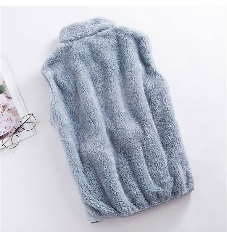 2023 Proljeće Jesen Ženska majica bez rukava s visokim izrezom i patentnim zatvaračem Topli prsluk od dvostranog flisa od koraljnog flisa