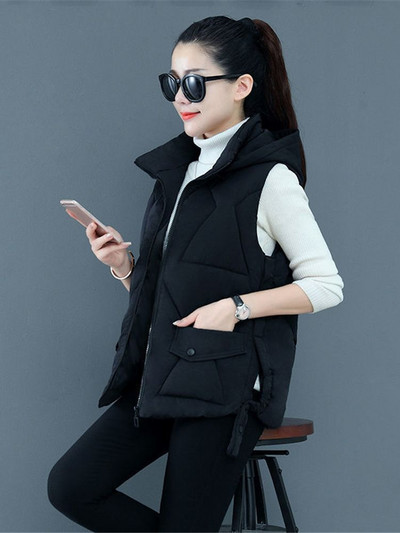2023. Korejski modni novi jesensko-zimski kratki pamučni prsluk s kapuljačom Ženska jakna bez rukava Topli ženski zimski prsluk ZY7015