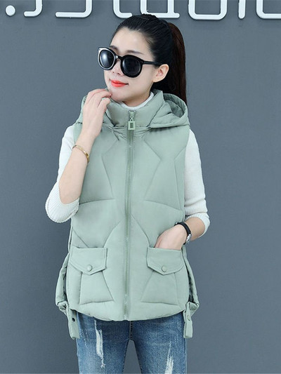 2023. Korejski modni novi jesensko-zimski kratki pamučni prsluk s kapuljačom Ženska jakna bez rukava Topli ženski zimski prsluk ZY7015