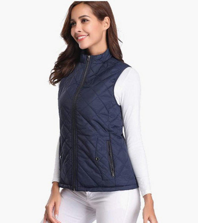 Kratki prsluk Ženski patentni zatvarač, džepovi, samostojeći ovratnik, novo proljeće 2023. Pamučni kaput bez rukava, topli prsluk Feminina