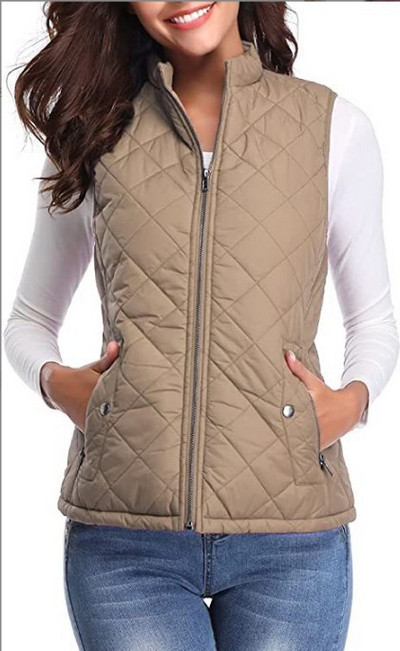 Kratki prsluk Ženski patentni zatvarač, džepovi, samostojeći ovratnik, novo proljeće 2023. Pamučni kaput bez rukava, topli prsluk Feminina