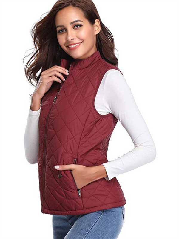 Kratki prsluk Ženski patentni zatvarač, džepovi, samostojeći ovratnik, novo proljeće 2023. Pamučni kaput bez rukava, topli prsluk Feminina