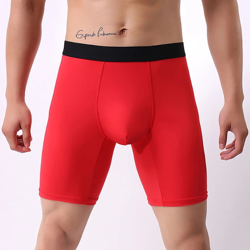 Nauji apatiniai Vyriški bokseriniai kelnaitės Vyriški pailgina bokseriniai šortai ilgos apatinės kelnaitės Ice Silk Aukštos kokybės aukšto juosmens jaukios kelnaitės