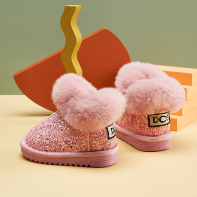 Dječje čizme za snijeg 0-10 godina za Baby Pink djevojčice, dječje zimske cipele, tople plišane modne kratke čizme na platformu crno sive