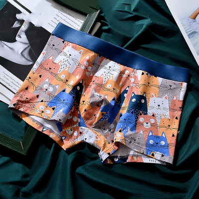 Nouă imprimare la modă, respirabil, pantaloni scurti boxer pentru bărbați, cu talie mijlocie, cu design de personalitate, chiloți sexy pentru bărbați, chiloți în husă în formă de U