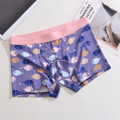 Nouă imprimare la modă, respirabil, pantaloni scurti boxer pentru bărbați, cu talie mijlocie, cu design de personalitate, chiloți sexy pentru bărbați, chiloți în husă în formă de U