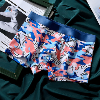 Nouă imprimare la modă, respirabil, pantaloni scurti boxer pentru bărbați, cu talie mijlocie, cu design de personalitate, chiloți sexy pentru bărbați, chiloți în husă în formă de U