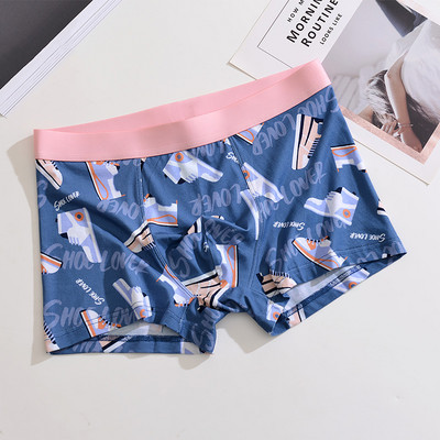 Nouă imprimare la modă, respirabil, pantaloni scurti boxer pentru bărbați, cu talie mijlocie, cu design de personalitate, chiloți sexy pentru bărbați, chiloți în husă în formă de U