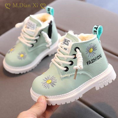 New Children Shoes Baby Girls Boots Boys Student PU Leather Casual Lace-Up Ankle Boots Kids Boots Girls Side Zippered Snow Boots
