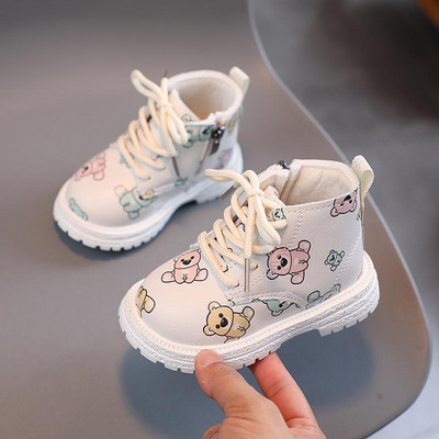 Nauji vaikiški batai kūdikiams mergaičių batai berniukams studentų PU odos laisvalaikio suvarstomi kulkšnies batai vaikiški batai mergaitėms šoniniai sniego batai su užtrauktuku