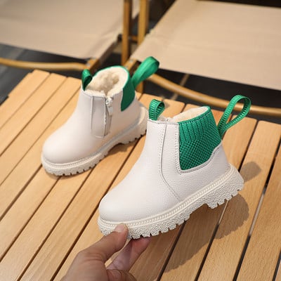 Nauji vaikiški batai kūdikiams mergaičių batai berniukams studentų PU odos laisvalaikio suvarstomi kulkšnies batai vaikiški batai mergaitėms šoniniai sniego batai su užtrauktuku