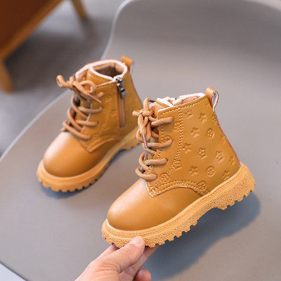 Nauji vaikiški batai kūdikiams mergaičių batai berniukams studentų PU odos laisvalaikio suvarstomi kulkšnies batai vaikiški batai mergaitėms šoniniai sniego batai su užtrauktuku